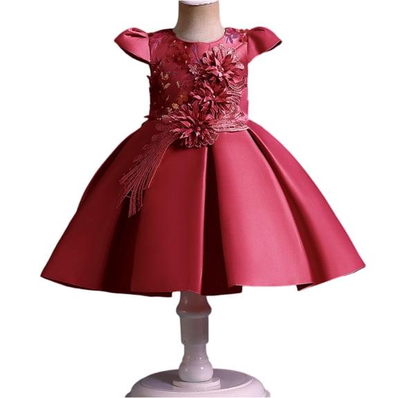 LWavelet Girl Lace Dress for Kids Wedding Bridesmaid Pageant Party Formal Long Maxi Gown Princess Communion Tulle Bow Dresses