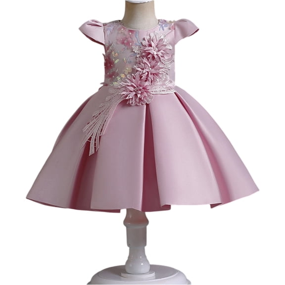 LWavelet Girl Lace Dress for Kids Wedding Bridesmaid Pageant Party Formal Long Maxi Gown Princess Communion Tulle Bow Dresses