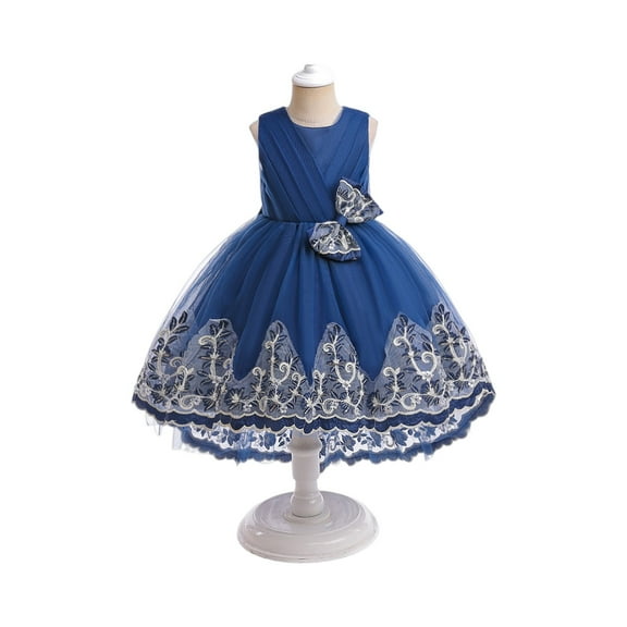 LWavelet Girls Flower Vintage Floral Lace V Neck Sleeveless Floor Length Dress Wedding Party Evening Formal Pageant Dance Gown