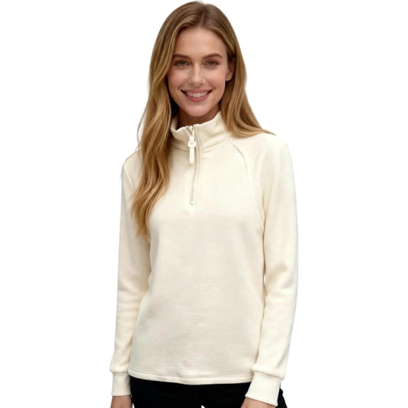 LWavelet Half-Zip Turtleneck Top Womens Plus Size Soft Comfortable Daily Casual Loose Fit Blouse Beige L