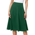 thumbnail image 1 of LWavelet High-Waisted A-Line Midi Skirt Women Daily Casual Flowy Versatile Bottoms Dark Green S, 1 of 5