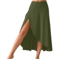 thumbnail image 1 of LWavelet High-Waisted Asymmetrical Slit Midi Skirt Women Flowy Fall Casual Versatile Stylish Bottoms Army Green 2XL, 1 of 4
