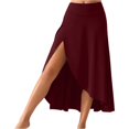 thumbnail image 1 of LWavelet High-Waisted Asymmetrical Slit Midi Skirt Women Flowy Fall Casual Versatile Stylish Bottoms Wine 2XL, 1 of 4