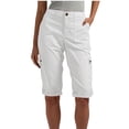 thumbnail image 1 of LWavelet High Waisted Cargo Bermuda Shorts with Pockets Stretchy Casual Outdoor Hiking Shorts White M, 1 of 5