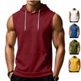 thumbnail image 1 of LWavelet Hooded Tank Tops for Men Loose Fit Breathable Sleeveless Shirts Casual Athletic Running Tops with Hat, 1 of 7