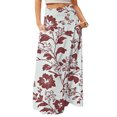 thumbnail image 1 of LWavelet Leaf Print Maxi Skirt with Side Pockets Women Trendy Fall Casual Flowy Versatile Bottoms Deep Red M, 1 of 5
