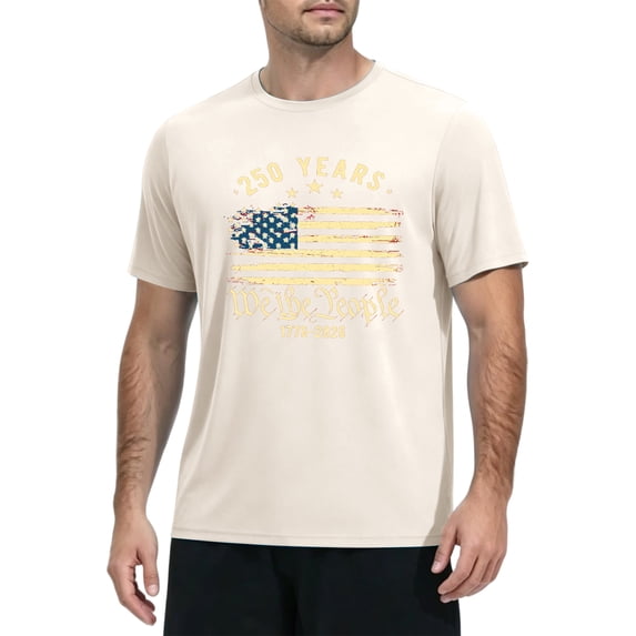 LWavelet Men Graphic Tees T Shirt American Flag T-Shirt for Men Patriotic USA Shirts Casual Crewneck Tee