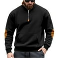 thumbnail image 1 of LWavelet Men Half Zip Pullover Sweatshirt Casual Long Sleeve Patchwork Design Warm Fleece Top with Kangaroo Pocket for Outdoor Sports Activities, 1 of 7
