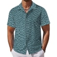 thumbnail image 1 of LWavelet Men Summer Casual Marled Button Down Shirt Short Sleeve Camp Collar Textured Fabric Breathable Vacation Shirt Green M, 1 of 4