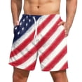 thumbnail image 1 of LWavelet Men's American Flag Stripe Print Beach Shorts Drawstring Elastic Waist Quick Dry Casual Shorts Navy L, 1 of 4