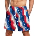 thumbnail image 1 of LWavelet Men's American Flag Stripe Print Beach Shorts Drawstring Elastic Waist Quick Dry Casual Shorts Wine M, 1 of 4