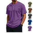 thumbnail image 1 of LWavelet Men's Big and Tall Henley T-Shirts Short Sleeve Plus Size Tee Loose Casual Shirts Basic Oversized Tops, 1 of 6
