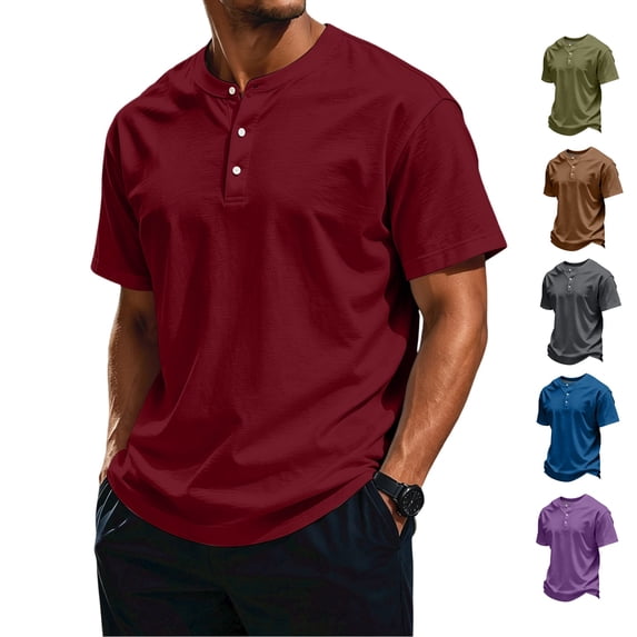 LWavelet Men's Big and Tall Henley T-Shirts Short Sleeve Plus Size Tee Loose Casual Shirts Basic Oversized Tops