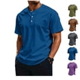 thumbnail image 1 of LWavelet Men's Big and Tall Henley T-Shirts Short Sleeve Plus Size Tee Loose Casual Shirts Basic Oversized Tops, 1 of 3