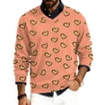 thumbnail image 1 of LWavelet Men's Blush & Burgundy Heart Sweater - Soft Tone Design, Great for Valentine's Day Outings & Understated Romantic Style Gold L, 1 of 5