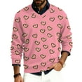 thumbnail image 1 of LWavelet Men's Blush & Burgundy Heart Sweater - Soft Tone Design, Great for Valentine's Day Outings & Understated Romantic Style Light pink L, 1 of 5