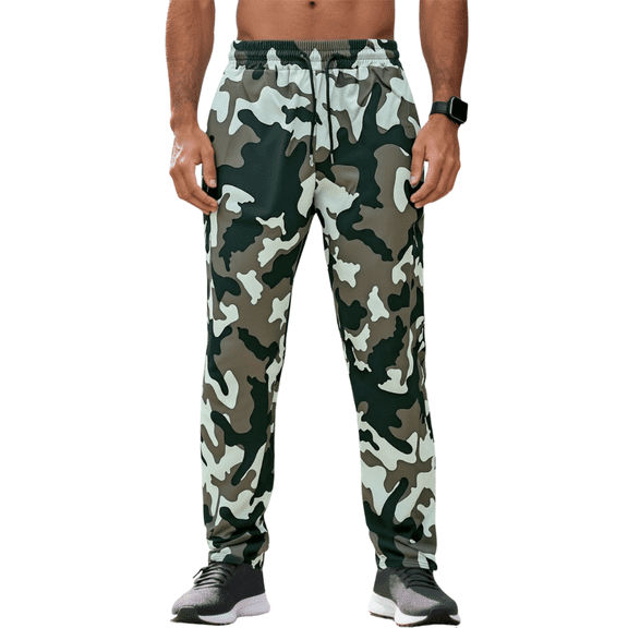 LWavelet Men's Camouflage Quick-Dry Pants - Lightweight Fabric Elastic Waist Active Outdoor & Casual Workout Athletic Trousers Dark Gray 2XL