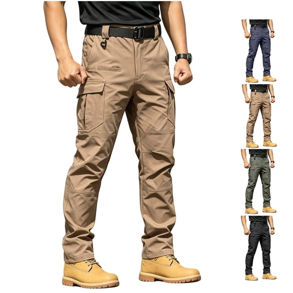 LWavelet Men's Cargo Pants Stretch Ripstop Hiking Work Pants Outdoor Multi Pockets Tactical Pants (Not Belt)