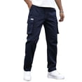 thumbnail image 1 of LWavelet Men's Cargo Straight Leg Joggers - Drawstring Waist Pocket Detail Comfortable Casual Daily Pants Navy 2XL, 1 of 4