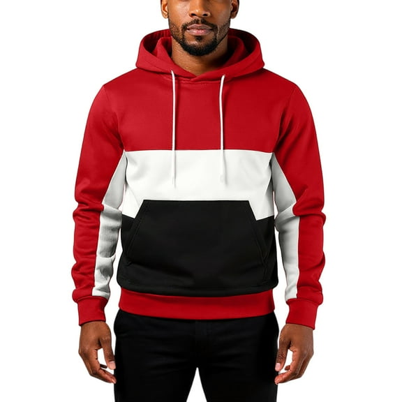 LWavelet Men's Casual Long Sleeve Pullover Hoodie with Drawstring Adjustable Hood and Kangaroo Pocket for Everyday Wear