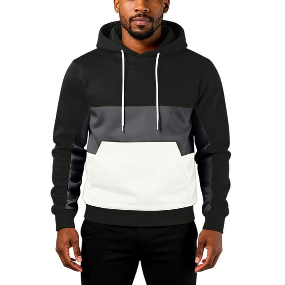 LWavelet Men's Casual Long Sleeve Pullover Hoodie with Drawstring Adjustable Hood and Kangaroo Pocket for Everyday Wear