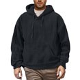 thumbnail image 1 of LWavelet Men's Casual Ribbed Knit Pullover Hoodie Long Sleeve Drawstring Hooded Sweatshirt with Kangaroo Pocket for Daily Wear, 1 of 4