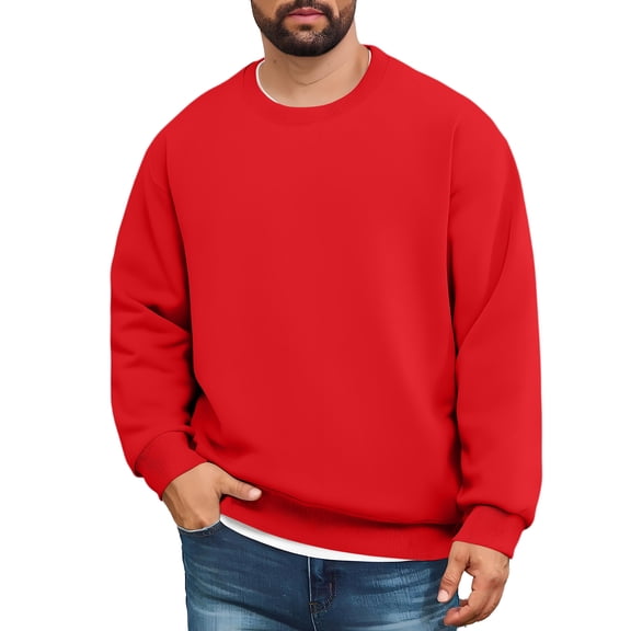 LWavelet Men’s Classic Crewneck Pullover Sweatshirt Long Sleeve Casual Loose Fit Comfortable Soft Fleece Top for Everyday Wear