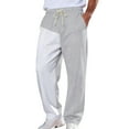 thumbnail image 1 of LWavelet Men's Color Block Wide Leg Joggers - Drawstring Waist Stylish Design Casual Daily Pants Light Gray L, 1 of 9