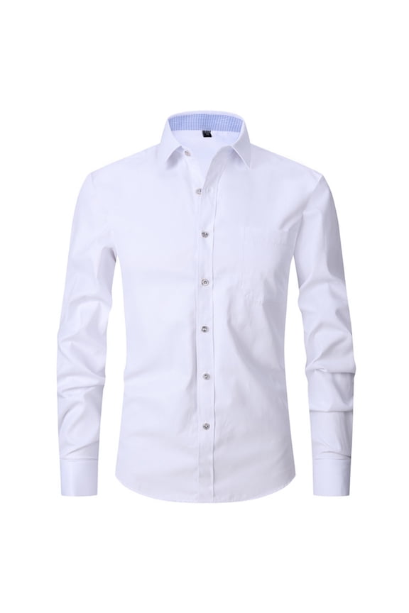 Men's French Cuff Dress Shirt Regular Fit Formal Business Button Down Shirt for Men Long Sleeve Random Cufflinks White 2XL