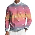 thumbnail image 1 of LWavelet Men's Heart Striped Sweater - Timeless Pattern, Great for Valentine's Day Dates & Cozy Casual Wear Red 2XL, 1 of 6