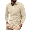 thumbnail image 1 of LWavelet Men's Houndstooth Quarter-Zip Shirt - Subtle Pattern Design, Perfect for Smart Casual & Weekend Plans Khaki M, 1 of 7