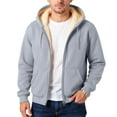 thumbnail image 1 of LWavelet Men's Jacket Full-Zip Hooded Shirt Casual Warm Winter Jacket Coats Outdoor Fashion Light Gray M, 1 of 4