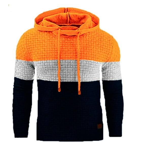 LWavelet Men’s Knitted Pullover Hoodie Long Sleeve Warm Casual Sweater with Drawstring Hood and Textured Design for Autumn Winter Comfort