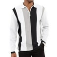 thumbnail image 1 of LWavelet Men’s Long Sleeve Polo Shirt with Vertical Stripe Design Casual Zipper Collar Lightweight Knit Pullover Top for Daily Wear, 1 of 2