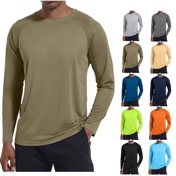 LWavelet Men's Long Sleeve Shirts UPF 50+ UV Sun Protection Athletic Shirts for Hiking Running Workout Rash Guard