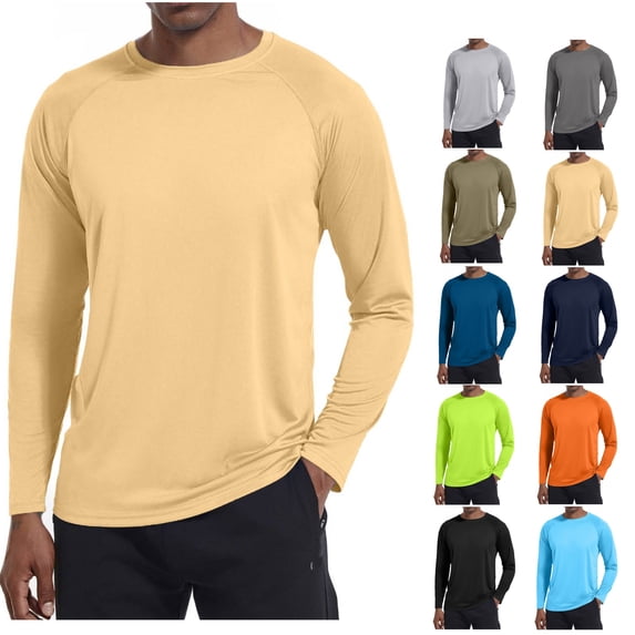LWavelet Men's Long Sleeve Shirts UPF 50+ UV Sun Protection Athletic Shirts for Hiking Running Workout Rash Guard