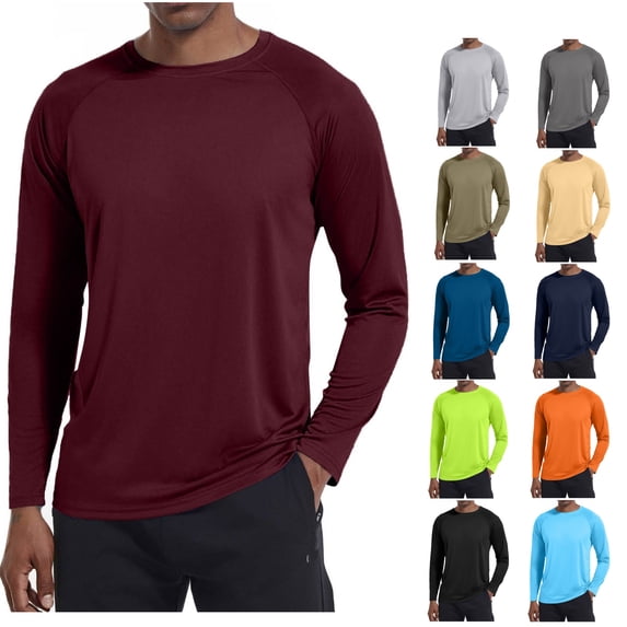 LWavelet Men's Long Sleeve Shirts UPF 50+ UV Sun Protection Athletic Shirts for Hiking Running Workout Rash Guard