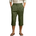 thumbnail image 1 of LWavelet Men's Pleated Linen Blend Capri Pants Button Waist with Side Pockets for Vacation Business Casual Use Army Green 2XL, 1 of 4