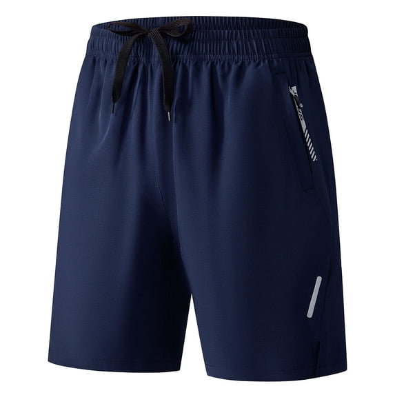 LWavelet Men's Quick Dry Athletic Shorts Drawstring Elastic Waist Zipper Pocket Workout Shorts Dark Blue M