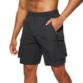 thumbnail image 1 of LWavelet Men's Quick Dry Cargo Shorts Elastic Waist Multi-Zipper Pockets Casual Outdoor Shorts Black 3XL, 1 of 5