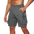 thumbnail image 1 of LWavelet Men's Quick Dry Cargo Shorts Elastic Waist Multi-Zipper Pockets Casual Outdoor Shorts Dark Gray XL, 1 of 5