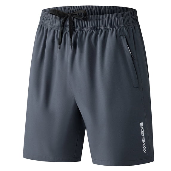 LWavelet Men's Quick Dry Sport Shorts Drawstring Elastic Waist Zipper Pocket Casual Athletic Shorts Dark Gray XL