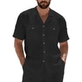 thumbnail image 1 of LWavelet Men's Short Sleeve Button Down Shirt, Textured Top with Dual Chest Pockets for Matching Set & Vacation Wear Black 3XL, 1 of 1
