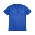 thumbnail image 1 of LWavelet Men's Short Sleeve Henley Shirt, Mandarin Collar Button Placket Top for Casual & Everyday Outfits Dark Blue 3XL, 1 of 4