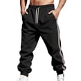 thumbnail image 1 of LWavelet Men's Side Striped Tapered Joggers - Drawstring Waist Trendy Design Casual Everyday Pants Black L, 1 of 8