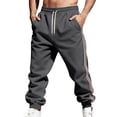 thumbnail image 1 of LWavelet Men's Side Striped Tapered Joggers - Drawstring Waist Trendy Design Casual Everyday Pants Dark Gray XL, 1 of 8