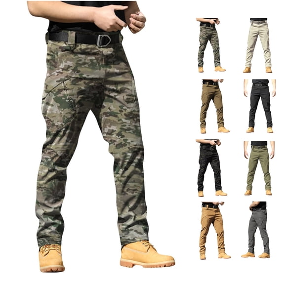 LWavelet Men's Stretch Cargo Work Pants Slim Fit Ripstop Water Resistant Utility Hiking Pants with Multi Pockets (No Belt)