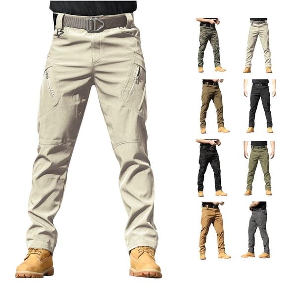 LWavelet Men's Stretch Cargo Work Pants Slim Fit Ripstop Water Resistant Utility Hiking Pants with Multi Pockets (No Belt)