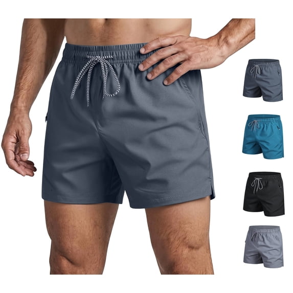 LWavelet Men's Swim Trunks Shorts Drawstring Elastic Waist Running Shorts Athletic Beach Gym Shorts with Zipper Pockets
