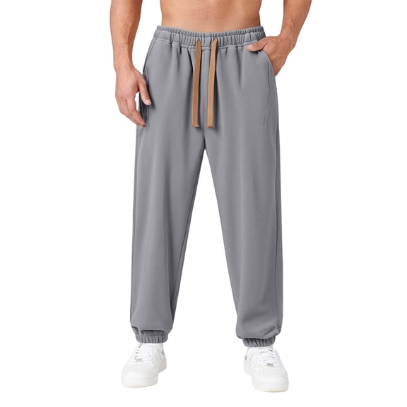 LWavelet Men's Tapered Joggers - Elastic Cuffs Drawstring Waist Comfortable Casual Daily Pants Dark Gray M